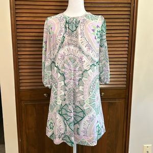 Eva Mendes Loose Fit Medallion 3/4 Sleeve Dress Size XS